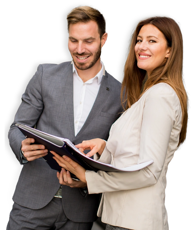 Man and Woman discussing project